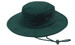 A green brushed heavy cotton hat with a wide brim and an adjustable chin strap. It features eyelet ventilation.