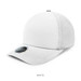 A white premium nylon cap with a perforated design and a logo on the side.