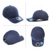 A navy blue cap made from 100% polyester with a logo on the side and back. Features a structured design.