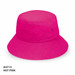 A hot pink bucket hat with a wide brim and a logo.