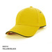 A yellow and black cap with surrounding piping and a logo. It features a classic baseball cap design.