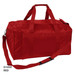 A red duffle bag featuring snug handles, an adjustable strap, and a logo on the side.