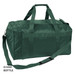 A green duffle bag with multiple compartments, carrying handles, and a shoulder strap. It has a logo.