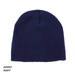 Acrylic two-tone beanie in navy colour, featuring a simple design and a logo. Ideal for headwear collection.