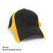 A cap featuring a black base with Aussie gold accents and a logo on the front.