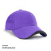 A purple cap with a black peak and an adjustable strap at the back, featuring a logo.