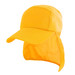 A yellow legionnaire cap with a wide brim and a neck flap. The cap features a logo on the front.