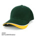 A green cap with a yellow and white accent on the brim, featuring a logo on the front.