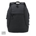 A black Basic Backpack with a front pocket and a logo, featuring adjustable straps and a sturdy zip closure.
