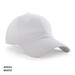 A white unstructured cap with a curved brim and a branding logo on the front.