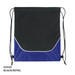 A black and royal drawstring bag with a sleek design and a logo on the front.