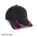 A black cap with hot pink accents and a logo, featuring a sporty design and curved brim.
