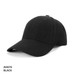 A black wool blend cap featuring a curved brim and a classic design, with a logo on the side.