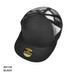 A black kids snapback cap with a mesh back and a logo on the front.