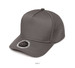 A grey cap with a curved brim and a logo on the front. Made from polycotton material.