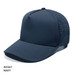 A navy cap with a solid front and perforated sides, featuring a curved brim and a logo.