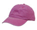 A pink enzyme washed pigment dyed cotton twill cap featuring a curved brim and stitching details.