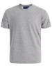 A grey men's premium cotton short sleeve t-shirt with a crew neckline and a logo on the label.