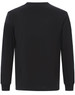 A back view of a black long-sleeve cotton T-shirt with a plain design and fitted cuffs.