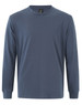 A long-sleeve tee shirt in navy blue with a round neck and a small logo on the label.