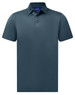 A men's sustainable jacquard knit short-sleeve polo in a dark navy blue colour, featuring a collar and buttons.