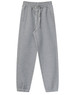 Grey unisex sweatpants with a drawstring waist and pockets, featuring a logo.