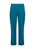 Unisex straight leg scrub pant in teal with an elastic waistband and side pocket. Features branding.