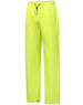 Lightweight nylon waterproof rain pants in bright yellow. Features an elastic waistband and a drawstring for adjustment.