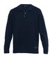 A dark navy jersey featuring a quarter zip and a logo on the side. Perfect for sports and casual wear.