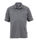 A grey melange polo shirt with short sleeves and a collar, featuring a logo on the chest.