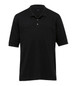 A black Jacquard Ottoman Balmoral polo shirt for men featuring a logo, with short sleeves and a classic collar.