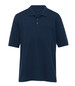 A navy blue Jacquard Ottoman Balmoral Polo shirt for men with a three-button placket and branding on the chest.