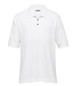 A white Jacquard Ottoman Balmoral polo shirt for men with a three-button placket and short sleeves. It has a logo.