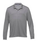 A long sleeve polo shirt in light grey, featuring a collar and a logo.