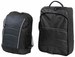 A black wheeled travel bag with multiple compartments, featuring a mesh pocket and a sturdy handle.