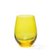 A yellow wine glass with a smooth, rounded shape and a thick base, featuring a glossy finish.