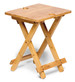 A bamboo table with a square top and two cup holders, featuring a foldable, cross-legged design.