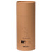 A cylindrical cardboard packaging containing a 100% Merino scarf, labelled with an eco-friendly logo.