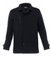 A men's soft shell jacket in black with a collar and multiple pockets. It features a logo on the front.