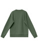 A green unisex crew neck sweater with a simple design and ribbed cuffs. Features a branding logo.