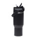A drink bottle in matte black with a handle and a spout. It features a logo on the body.