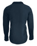 A soft shell jacket in navy, featuring a simple design with long sleeves and a logo on the back.