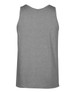 A grey singlet with a simple, unembellished back design. It has a logo displayed.