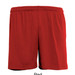 Plain red unisex sports shorts with an elastic waistband and no visible branding.