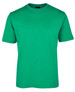 A green short-sleeved T-shirt with a crew neck and a branding label on the collar.