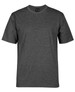 A grey t-shirt featuring a classic crew neck design and short sleeves, with a logo on the inside label.