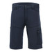 Navy blue trade shorts with multiple pockets and a zippered compartment. Features a logo on the waist.