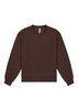 A brown crew sweatshirt with long sleeves and a round neckline, featuring a simple design and a logo.
