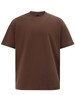 A brown oversized unisex heavy cotton tee with a relaxed fit. Features a logo on the label.