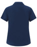 A navy blue ladies' polo shirt with short sleeves and a collar, featuring a discreet logo.